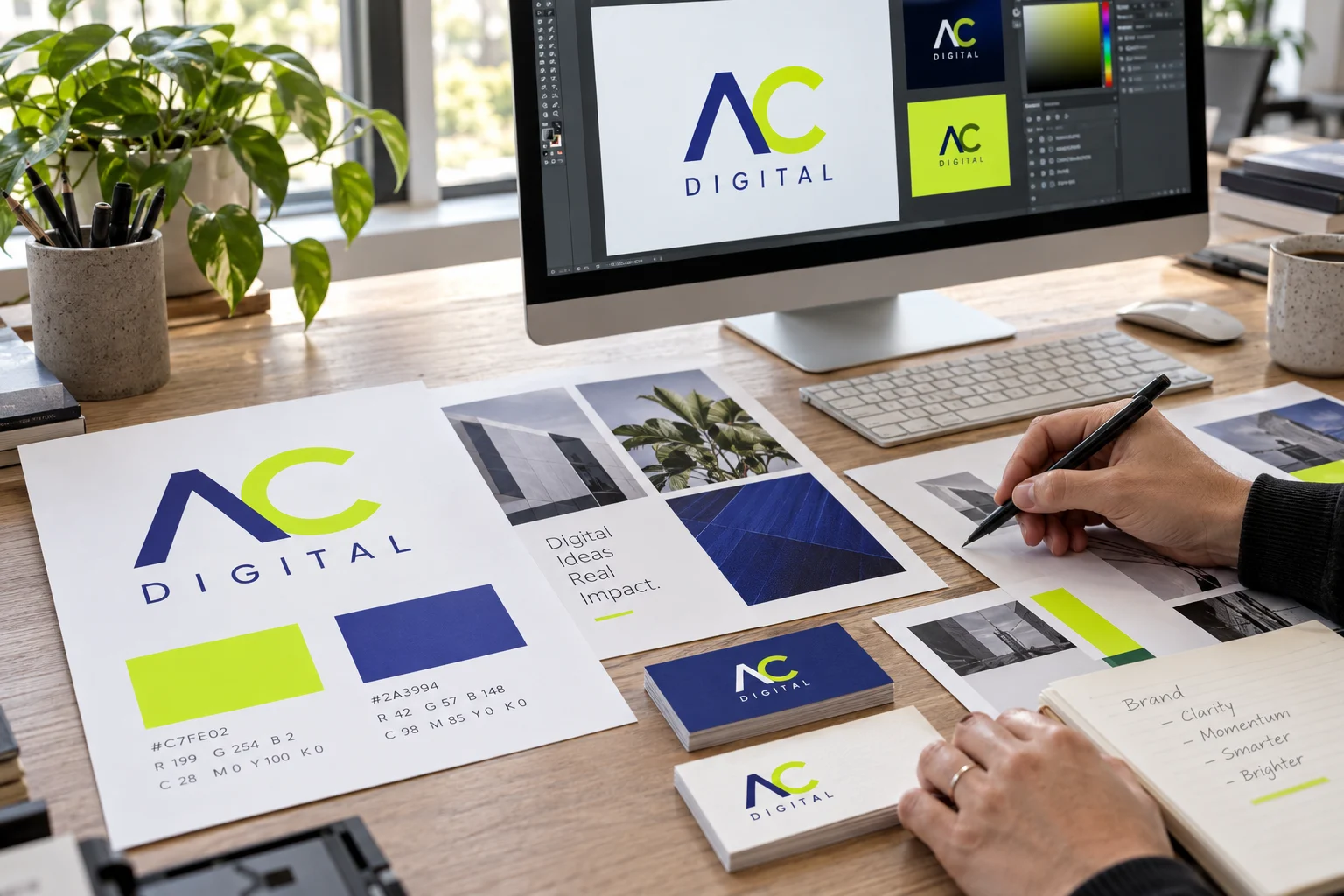 Création d’une identité visuelle sur un bureau de graphiste