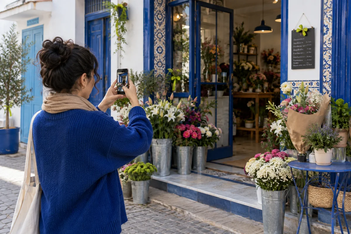 Photographie de la devanture d’un commerce local pour préparer sa fiche d’établissement