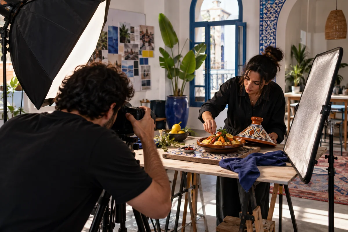 Photographie professionnelle de produit avec appareil photo, éclairage et réflecteurs